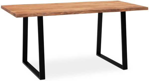 Esszimmertisch 120x60x76cm Akazie Massivholz Baumkante Trapezbeine Schwarz