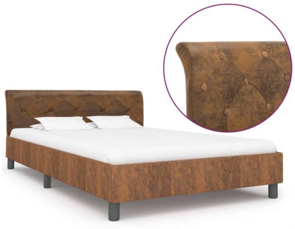 vidaXL Bettgestell Braun Wildleder-Optik 140 × 200 cm 284891