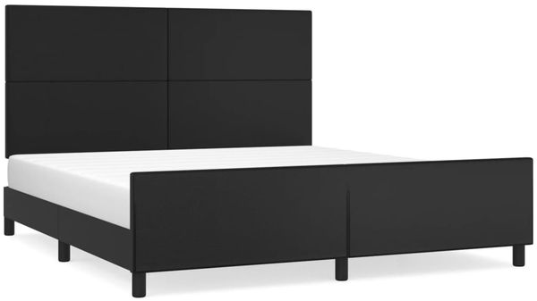 Doppelbett, Bettgestell Modernen mit Kopfteil Schwarz 160x200 cm Kunstleder d1132e