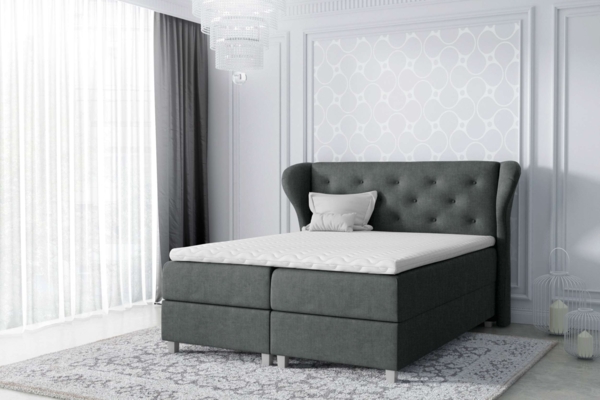 99rooms Bellagio Boxspringbett Strukturstoff 200x200 cm Dunkelgrau