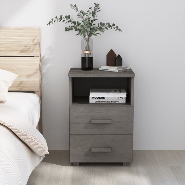 vidaXL Nachttisch HAMAR Hellgrau 40x35x62 cm Massivholz Kiefer 340415