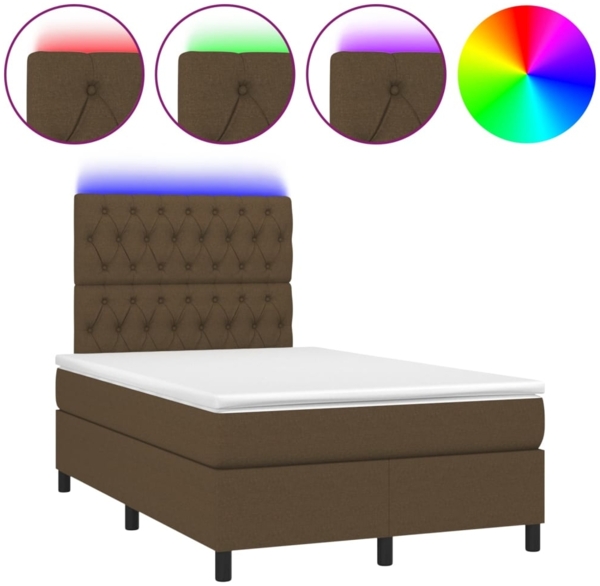 Boxspringbett mit Matratze & LED Stoff Dunkelbraun 120x200 cm, Härtegrad: H2 [3135104]