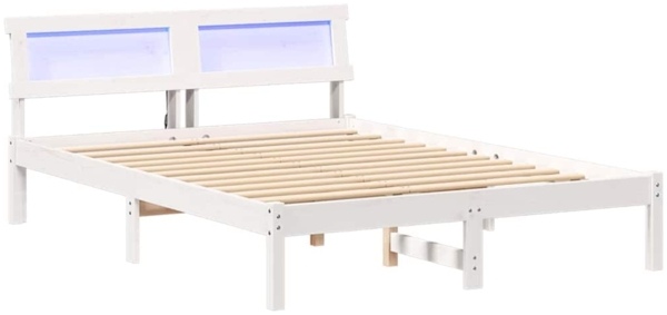 vidaXL Bettgestell mit Kopfteil Weiß 140 x 190 cm Massivholz Kiefer 872825