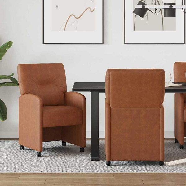 vidaXL Esszimmerstühle mit Rollen 2 pcs Braun 57 x 67 x 95 cm 42017840