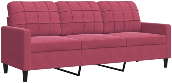 vidaXL 4-tlg. Sofagarnitur mit Kissen Weinrot Samt 3278365 Bild 3