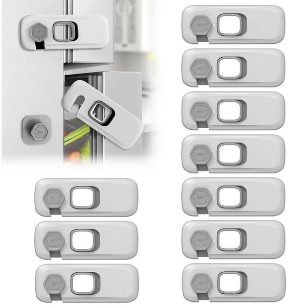 AIMAX Kindersicherung 10 tlg Kinder-Sicherheitsschlösser Baby Kühlschrank Schloss Haustier, ohne Bohren Ideal für Kühlschränke, Schränke, Schubladen, Schränke