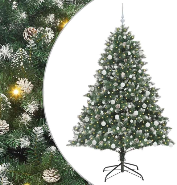 vidaXL Künstlicher Weihnachtsbaum mit 300 LEDs mit Ständer Grün 180 cm 3395236