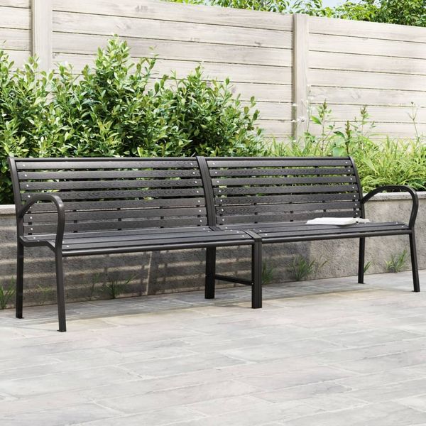 vidaXL Doppel-Gartenbank Schwarz 231 cm Stahl und WPC 366538