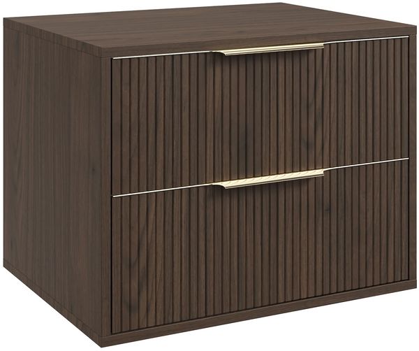 Badplaats Waschbeckenunterschrank Rimini 60x46 cm Walnuss Braun - Hängender Badezimmerschrank mit 2 Soft-Close Schubladen
