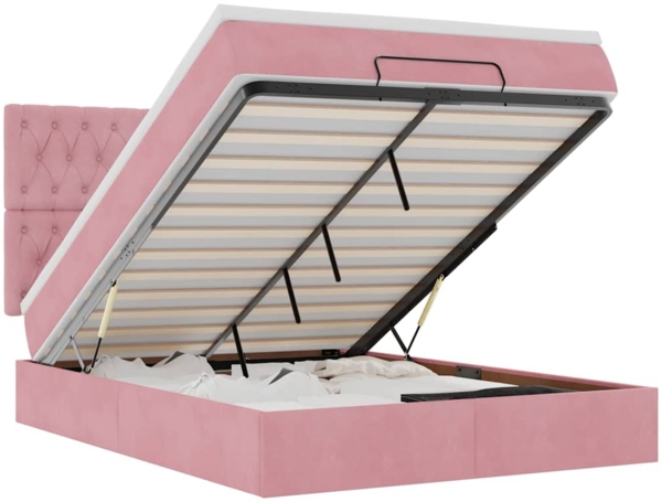 vidaXL Ottoman-Bett mit Matratzen & LEDs Rosa 140x200 cm Samt 3314401