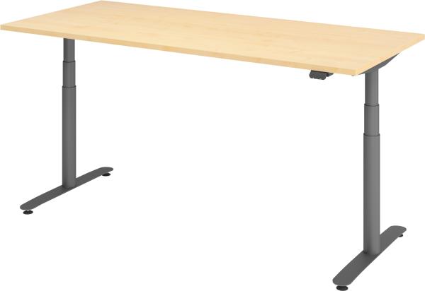 bümö elektrisch höhenverstellbarer Schreibtisch 180x80 cm mit Memory, Bluetooth & App-Steuerung - Schreibtisch höhenverstellbar elektrisch , elektrischer Schreibtisch Ahorn, Gestell graphit, XDLR-19-3-G