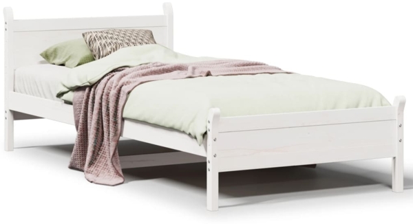 vidaXL Massivholzbett ohne Matratze Weiß 90x200 cm Kiefernholz 855601