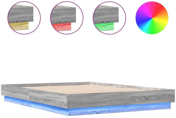 Einzelbettgestell Design für Erwachsene mit LED Grau Sonoma-Eiche 120x200 cm d3482e