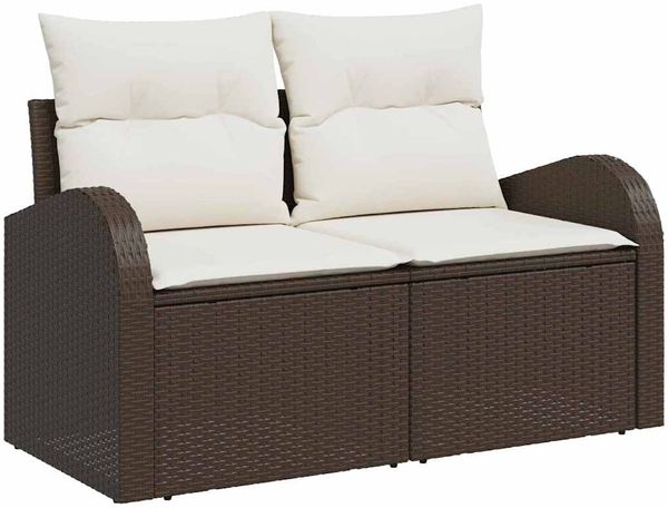 vidaXL Gartensofa-set mit Speicher 5 pcs Braun und Creme Poly-Rattan 3354577