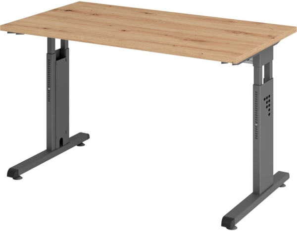 mcbuero. de Schreibtisch VOS612/R/G C-Fuß 120x67cm eiche/grau