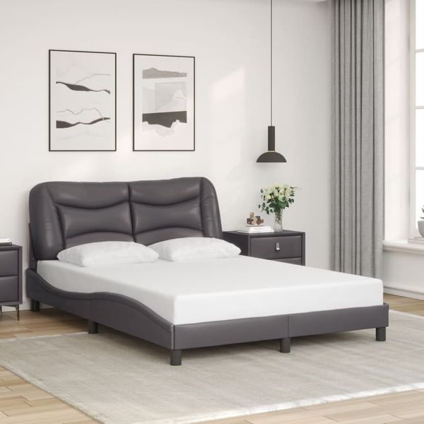 vidaXL Bettgestell ohne Matratze "Hvar" Grau 140x200 cm Kunstleder 3208005
