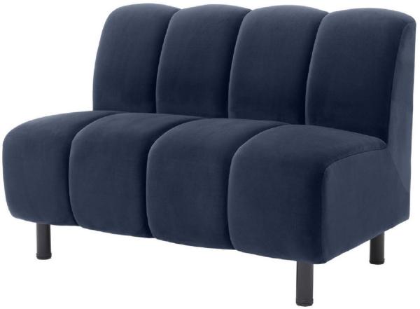 Casa Padrino Luxus Couch Mitternachtsblau / Schwarz 121 x 75 x H. 87 cm - Wohnzimmer Sofa mit edlem Samtstoff - Luxus Möbel