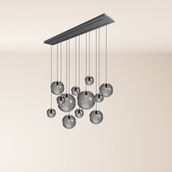 s.luce Orb Esszimmerlampe 12-flammig 160cm 2-reihig Rauch