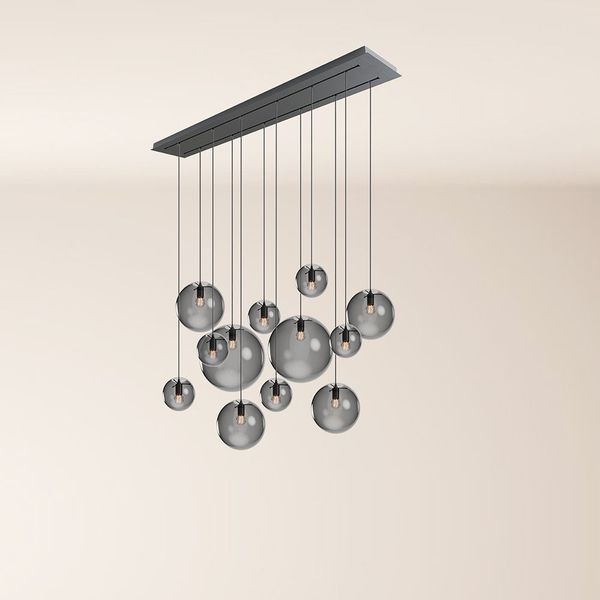 s.luce Orb Esszimmerlampe 12-flammig 160cm 2-reihig Rauch