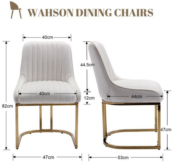 WAHSON OFFICE CHAIRS Esszimmerstuhl 2er Set Küchenstuhl mit goldene Stuhlbeine