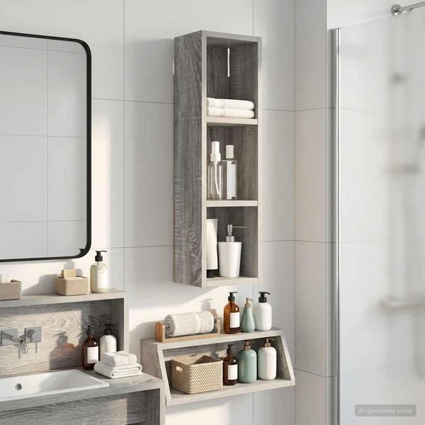 vidaXL Badezimmer-Wandschrank mit Regal Graues Sonoma 20 x 14 x 70 cm 889300