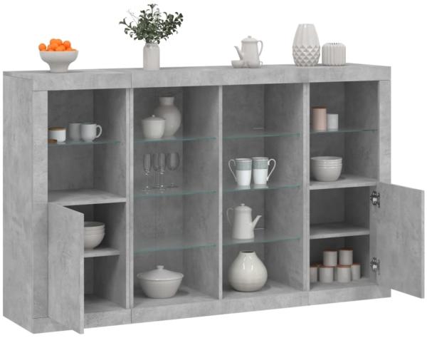 vidaXL Sideboards mit LED-Leuchten 3 Stk. Betongrau Holzwerkstoff 3209138