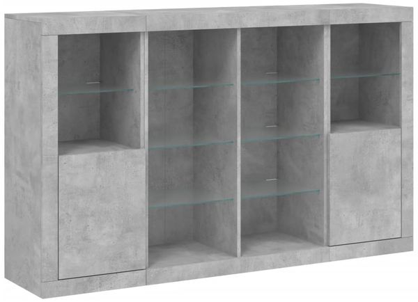 vidaXL Sideboards mit LED-Leuchten 3 Stk. Betongrau Holzwerkstoff 3209138 Bild 5