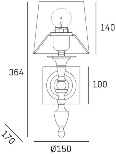 Licht-Erlebnisse Wandleuchte NORELL, ohne Leuchtmittel, Stoff Metall klein H: 36,4 cm E27 in Gold Weiß Rustikal
