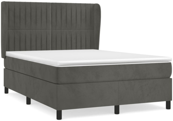 vidaXL Boxspringbett mit Matratze Dunkelgrau 140x200 cm Samt 3129334