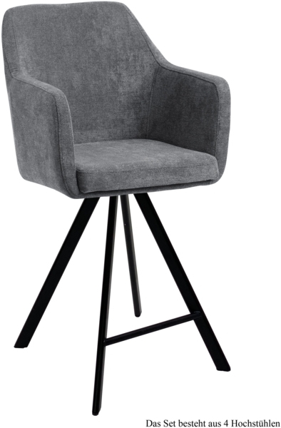 Thekenstuhl drehbar (4er-Set) Diamond 57x104x60 Schwarz/Grau