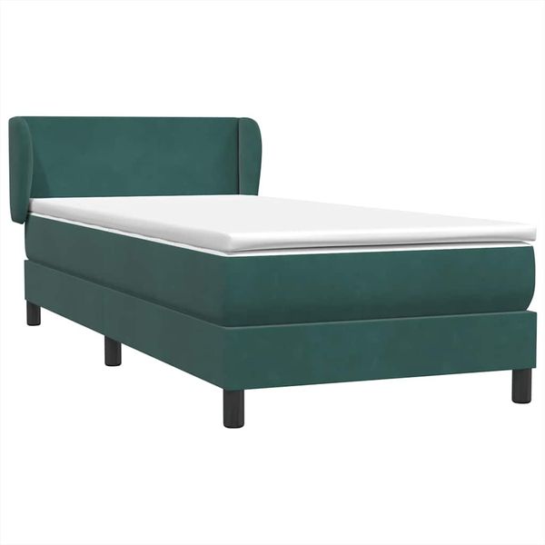vidaXL Boxspringbett mit Matratze Dunkelgrün 80x210 cm Samt 3317340