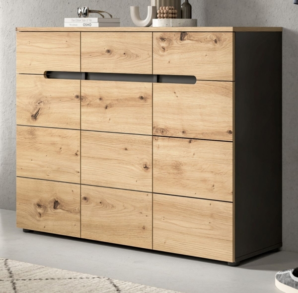 Schuhkommode Cooper in Eiche und grau 120 cm