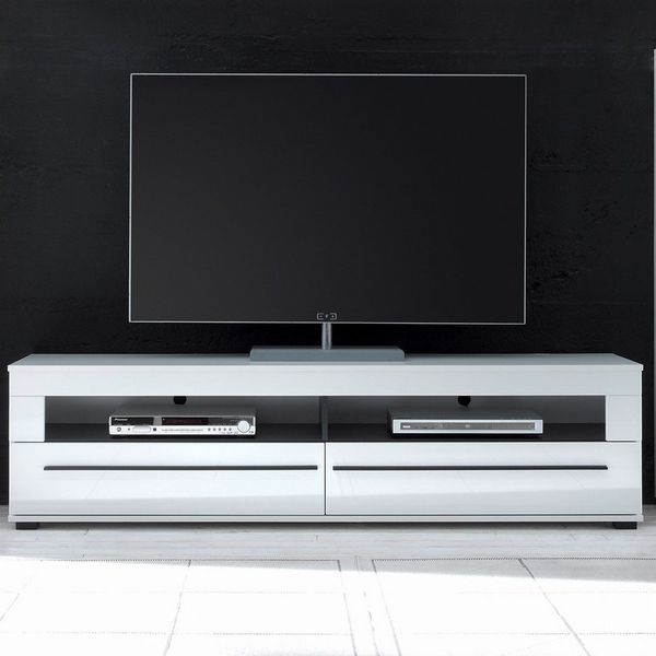 Lomadox Lowboard COLORADO-61, TV- in weiß Hochglanz mit 2 Schubkästen modernes Design 180x47x42cm