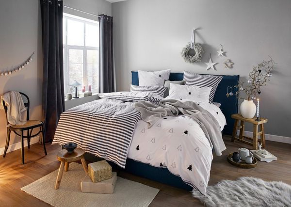 OTTO home Wendebettwäsche JULIE, Renforcé, 2 teilig, Bettwäsche mit Tannenbäumen, Baumwolle, Winter, ab 135x200