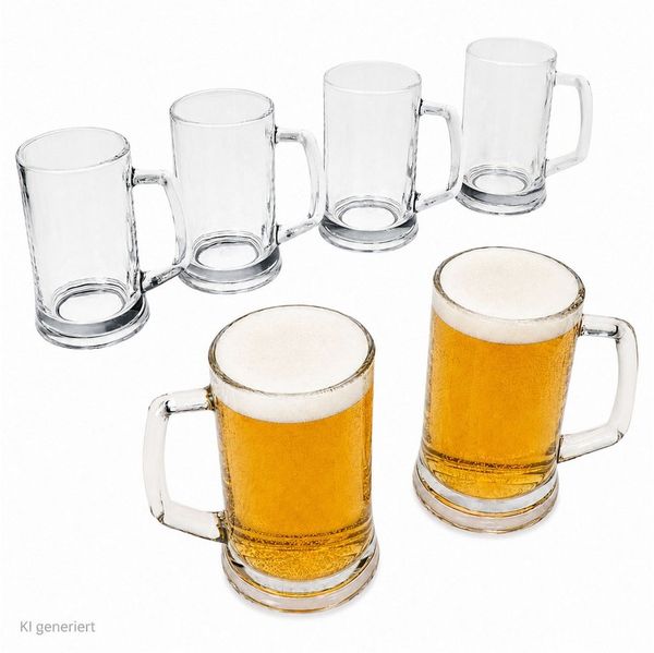 MamboCat Bierglas 6x Viva Bierkrug 0,3L mit Henkel Bierseidel 300ml Glas Seidel Humpen, Glas
