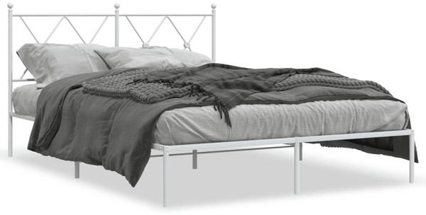 Doppelbett, Bettgestell Modernen mit Kopfteil Metall Weiß 135x190 cm d674e