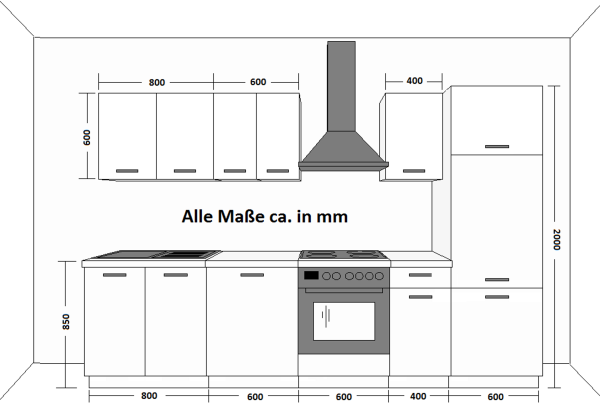 Küche 'Dave XL 300 cm' Küchenzeile, Sonoma Eiche/ Trüffel, 85 x 60 x 300 cm Bild 2