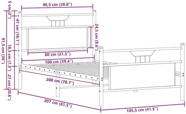 vidaXL Bettgestell ohne Matratze Sonoma-Eiche 140x200 cm Holzwerkstoff 4106793 Bild 11