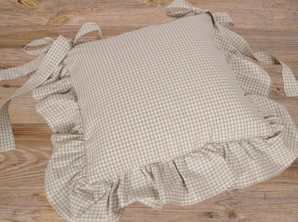 matches21 HOME & HOBBY Kissenbezüge Kissen-Bezug 40x40 cm Landhaus-Stil Stuhl-Kissen kariert beige weiß, (1 Stück), Baumwolle Kissen-Hülle für Esszimmer-Stuhl Sitz-Kissen