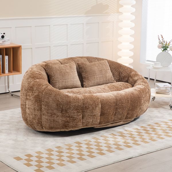 2-Sitzer Bodensofa B 150 x T 95 x H 63 cm aus Chenille in Coffee