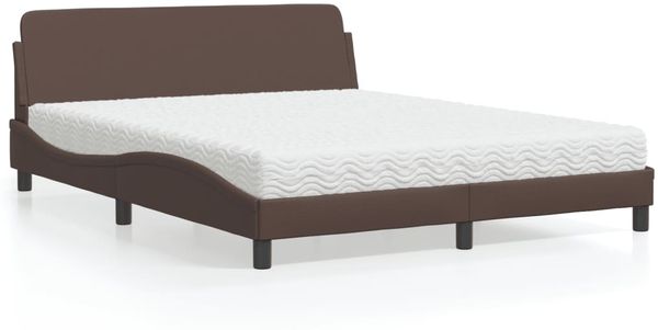 vidaXL Bett mit Matratze "Dover" Braun 160x200 cm Kunstleder 3208439
