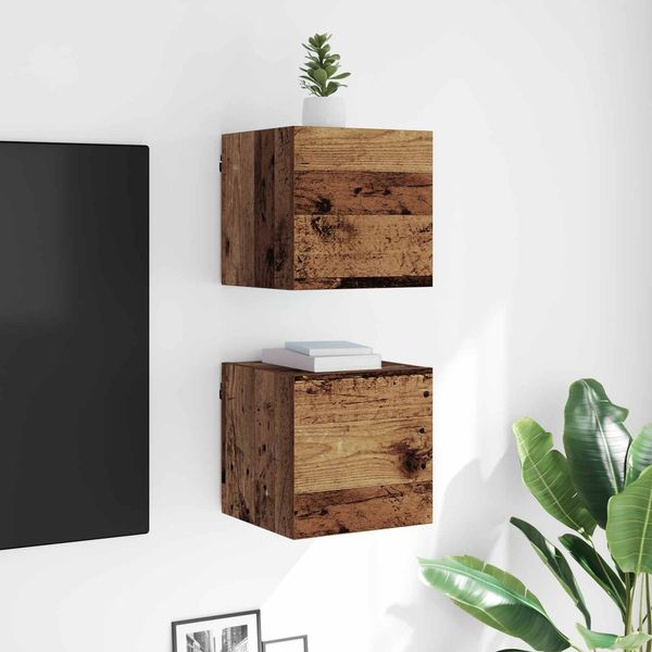 vidaXL Wandmontiertes TV-Regal Altholz 30,5 x 30 x 30 cm Holzwerkstoff 8003720