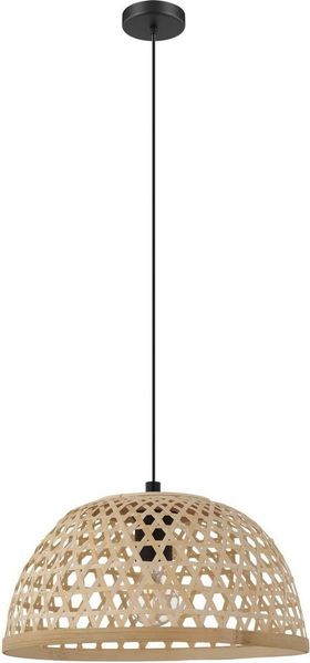 Eglo 43253 NATURE Pendelleuchte CLAVERDON Stahl schwarz, Holz natur E27 1X40W Ø37cm H:110cm dimmbar