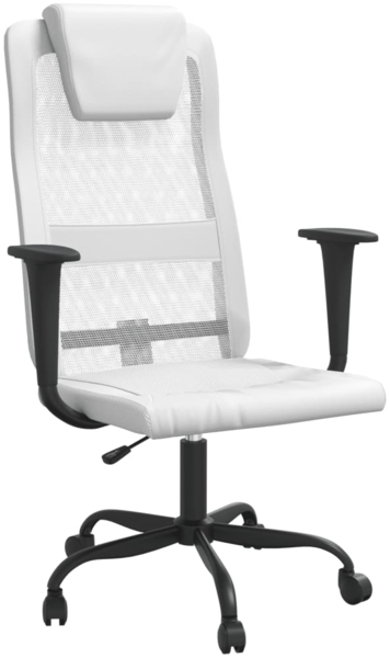 vidaXL Bürostuhl Höhenverstellbar Weiß Netzstoff und Kunstleder 353021