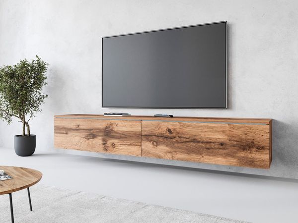 INOSIGN Lowboard LOWBOARD VERA, wahlweise mit oder ohne Beleuchtung, Modernes griffloses TV-Board, 180 cm TV-Schrank, stehend und hängend