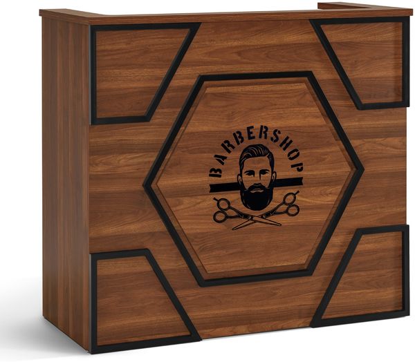BarberPub Empfangstheke mit 2 Schubladen, Rezeptionstisch Braun R9760
