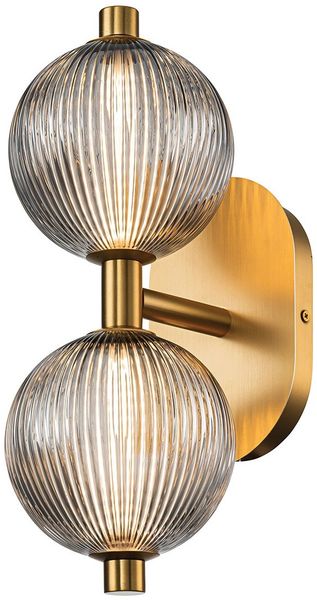 Elstead Lighting LED Wandleuchte Palmas 2-flammig 3000K gold Rauchglas