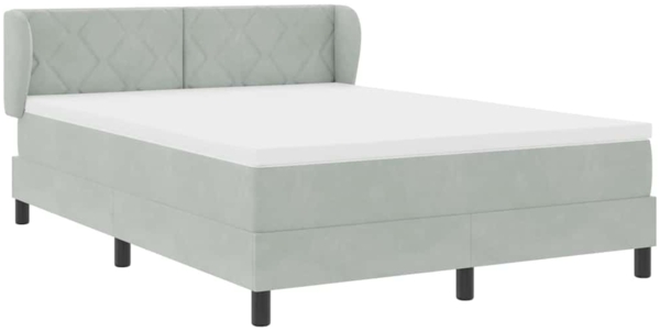 vidaXL Boxspringbett mit Matratze Hellgrau 140 x 200 cm Samt 3340442 Bild 5