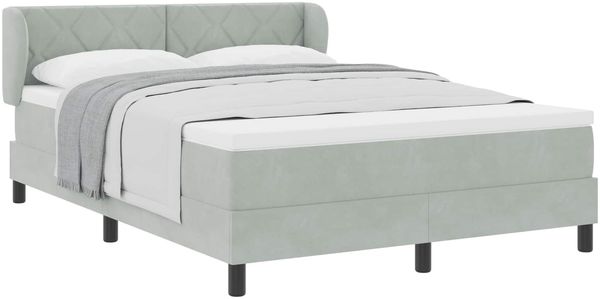 vidaXL Boxspringbett mit Kopfteil Hellgrau 140 x 200 cm Samt 3340442 Bild 2