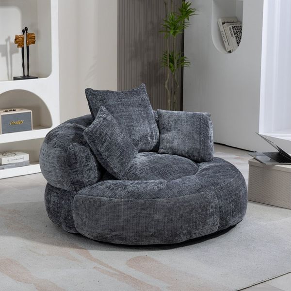 STILVORA Relaxsessel Indoor & Outdoor Sitzsack bean bag sofa mit hohen Rücken,Lazy Sofa (Lazy Sofa mit hohem Rücken und 3 Kissen – Ergonomischer Sitzsack für Erwachsene & Kinder, Chenille-Stoff, für Wohnzimmer, Büro & Schlafzimmer, Komfortabler Lounger...